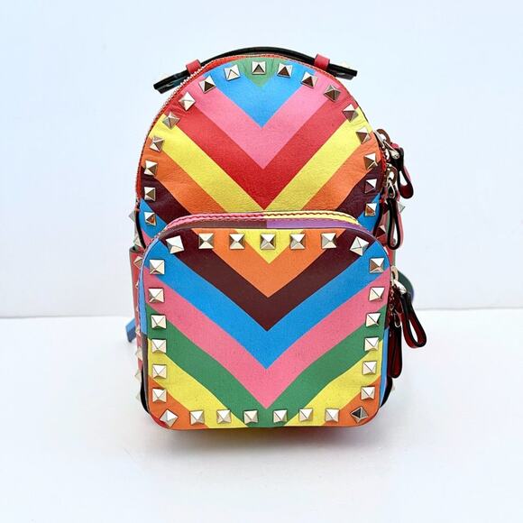 Valentino Rockstud 1973 Mini Backpack Rainbow Stripe Multicolor Resort 2015 - Picture 1 of 12